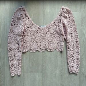 ZARA light pink crocheted cropped top size medium